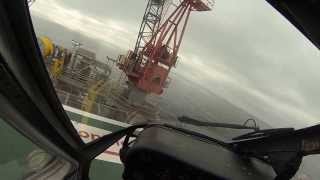 Helicopter Landing on Offshore Oil Platform [upl. by Yretsym]