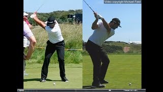 Jon Rahm golf swing  Long Iron faceon amp downtheline July 2017 [upl. by Jempty510]