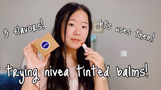 Trying Nivea Tinted Lip Balms [upl. by Ikilisav]