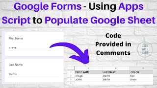 Google Form  Using Apps Script to Populate Google Sheet [upl. by Aissat]