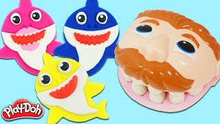 Feeding Mr Play Doh Head Fun amp Easy DIY Play Dough Baby Shark Cookies [upl. by Evanthe]