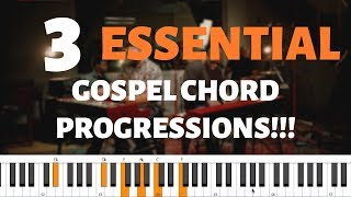 3 BASIC GOSPEL CHORD PROGRESSIONS  Beginners Piano Tutorial [upl. by Aronos]