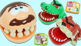 Mr Play Doh Head Finds Food for Toy Bulldog amp Croc [upl. by Attirehs]