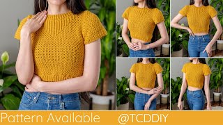 How to Crochet a Short Sleeve Top  Pattern amp Tutorial DIY [upl. by Elehcar54]