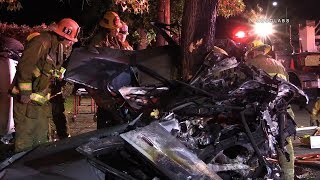 Quadruple Fatal Crash  Northridge RAW FOOTAGE [upl. by Warring]