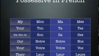 French Possessive Adjectives [upl. by Lipscomb409]