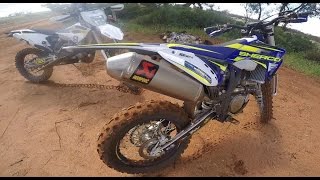 Sherco 300SEFR 4 stroke VS Husqvarna TE300 2 stroke [upl. by Eilsehc384]