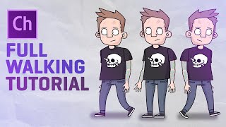 CHARACTER ANIMATOR Full walking cartoon character tutorial [upl. by Corina]