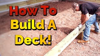 How To Build A Deck  Ledger Board Posts And Beam [upl. by Sirtemed]