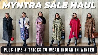 HOW TO WEAR YOUR ETHNIC WEAR IN WINTER  MYNTRA SALE HAUL [upl. by Reffotsirhc]