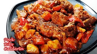 YUMMY PORK RIBS CALDERETA  EASIEST PORK RIBS CALDERETA RECIPE [upl. by Aiotal]