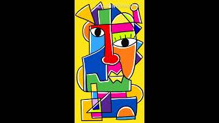 How to draw Cubism art  Cubist portrait drawing for kids [upl. by Bilicki]