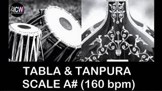 Tabla and Tanpura Scale A  Teen Taal 160 bpm madhya laya scale A sharp [upl. by Atikir]