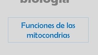 Mitocondrias funciones [upl. by Aehsrop627]