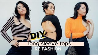 EASY LONG SLEEVE THRIFT FLIPS  REFASHION IDEAS [upl. by Engis]