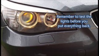 How to replace BMW 520D E60 LCI Angel eyes bulb [upl. by Wootten]