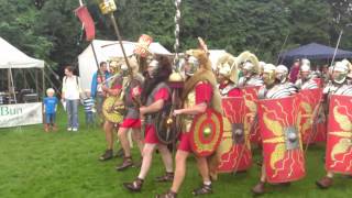 Roman Reenactment at the Amphitheatre in Caerleon Marching In [upl. by Nanah]