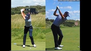 Justin Thomas golf swing  Long Iron faceon amp downtheline July 2017 [upl. by Jessalyn]