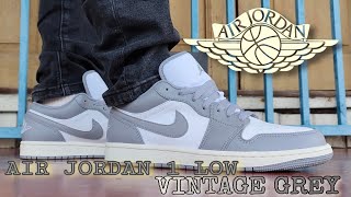 Air Jordan 1 Low quot Vintage Grey quot Unboxing and On Feet Review [upl. by Meggie398]