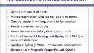 Misrepresentation Lecture 1 of 4 [upl. by Notla]