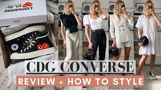 CDG CONVERSE BLACK HIGH TOP REVIEW amp HOW TO STYLE  Comme Des Garçons x Converse 70s Lo Comparison [upl. by Hcirteid]