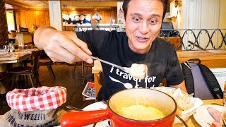 Swiss Food Tour  CHEESE FONDUE and Jumbo Cordon Bleu in Zurich Switzerland [upl. by Llecram]