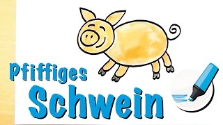 Schwein zeichnen lernen Das Intelligente Tier  How to draw a Pig Cartoon [upl. by Anailuig]